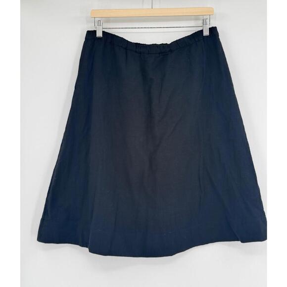 Eileen Fisher Black Gauze Organic Cotton Textured Pull On A Line Skirt Sz S - Picture 2 of 4